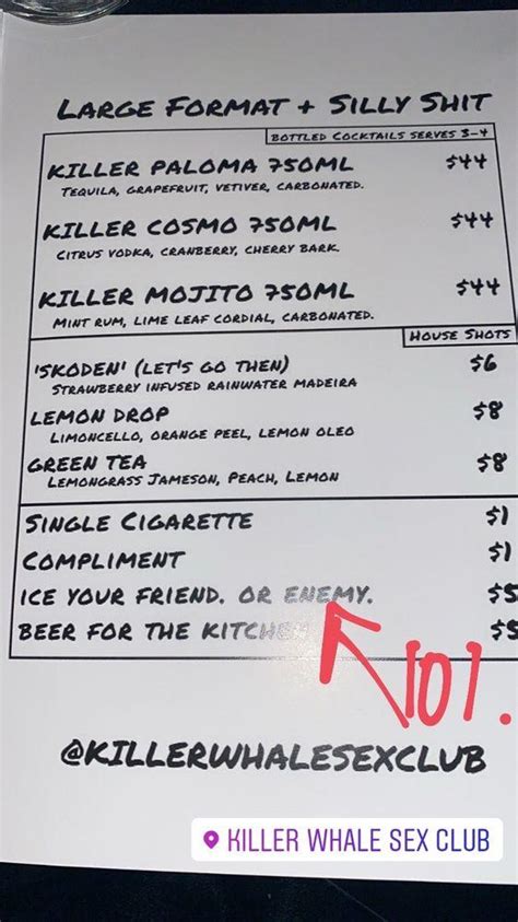 killer whale sex club menu|Online Menu of Killer Whale Sex Club Restaurant, Phoenix,。